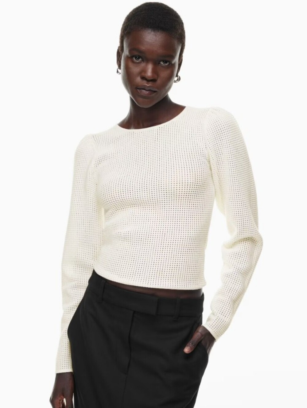 Wilfred Rosetta Black Mesh Long Sleeve Sweater